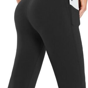 baleaf Women’s Capri Leggings with Pockets High Waisted Knee Length Capris Stretch for Casual Yoga Pants Workout Exercise