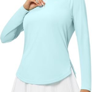 Heathyoga Womens Long Sleeve Workout Tops Golf Shirts for Woman UPF 50+ UV Sun Protection SPF Shirts Quarter Zip Pullover