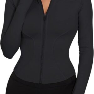 LUYAA Women’s Workout Jacket Lightweight Zip Up Yoga Jacket Cropped Athletic Slim Fit Tops