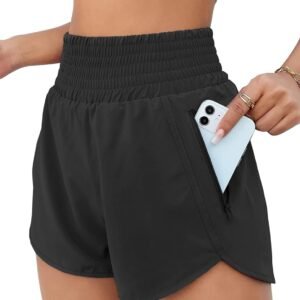 BMJL Women’s Athletic Shorts High Waisted Running Short Pocket 2.5″ Sporty Shorts Gym Elastic Workout Shorts