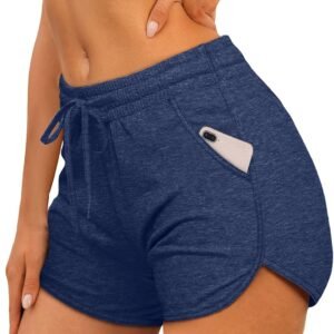 Aloodor Womens Athletic Shorts Running Dolphin Shorts with Pockets and Drawstring