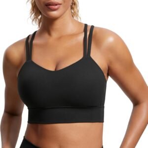 CRZ YOGA Softness Mold Womens Butterluxe Strappy Longline Sports Bra – Double Spaghetti Strap Workout Yoga Crop Top Athletic