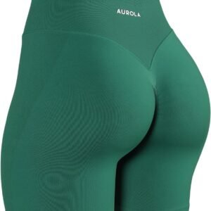 AUROLA Impressive Collection Workout Shorts for Women,High Waisted V-Shape Seam Gym Embossed Logo Athletic Fitness Short