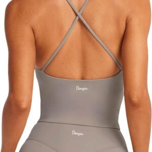 Danysu Sculpt Workout Tank Tops Women Backless Longline Sports Bras Strappy Padded Yoga Top