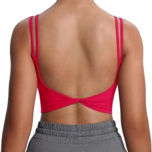 Aoxjox Women’s Workout Sports Bras Fitness Yoga Crop Tank Twist Back Cami