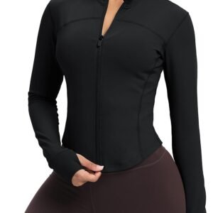 GYM RAINBOW Womens Zip Up Workout Jakcets Lightweight Slim Fit Running Athletic Jackets with Thumb Holes