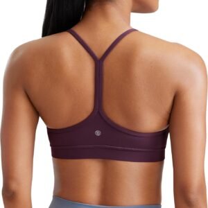 CRZ YOGA Butterluxe Womens Y Back Sports Bra – Padded Racerback Low Impact Spaghetti Thin Strap Workout Yoga Top