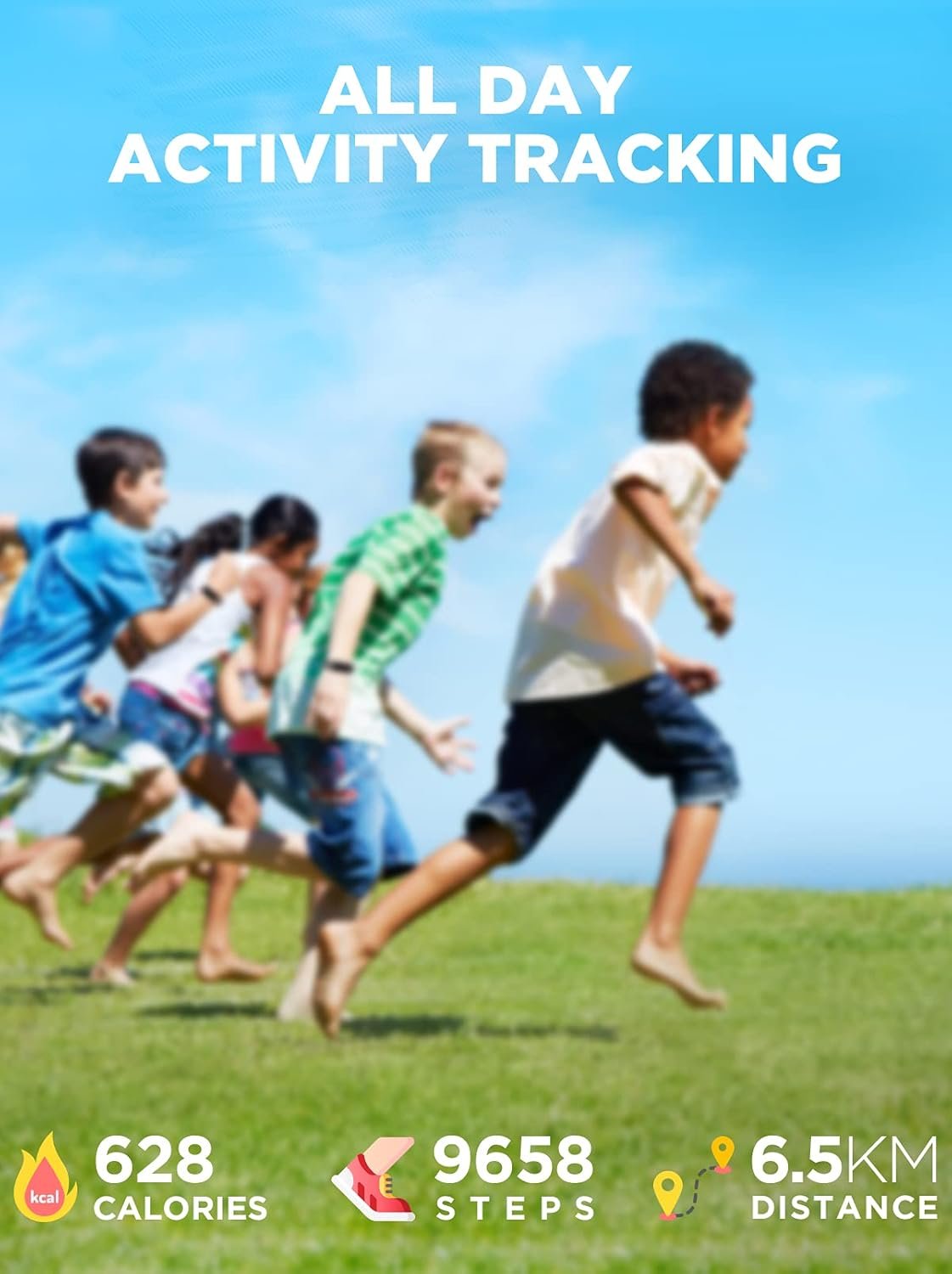 BIGGERFIVE Vigor Kids Fitness Tracker for Girls & Boys Ages 5-15, Kids Watch with IP68 Waterproof, Pedometer, Activity Tracker with Heart Rate & Sleep Monitor, Calorie & Step Counter Watch - Image 3