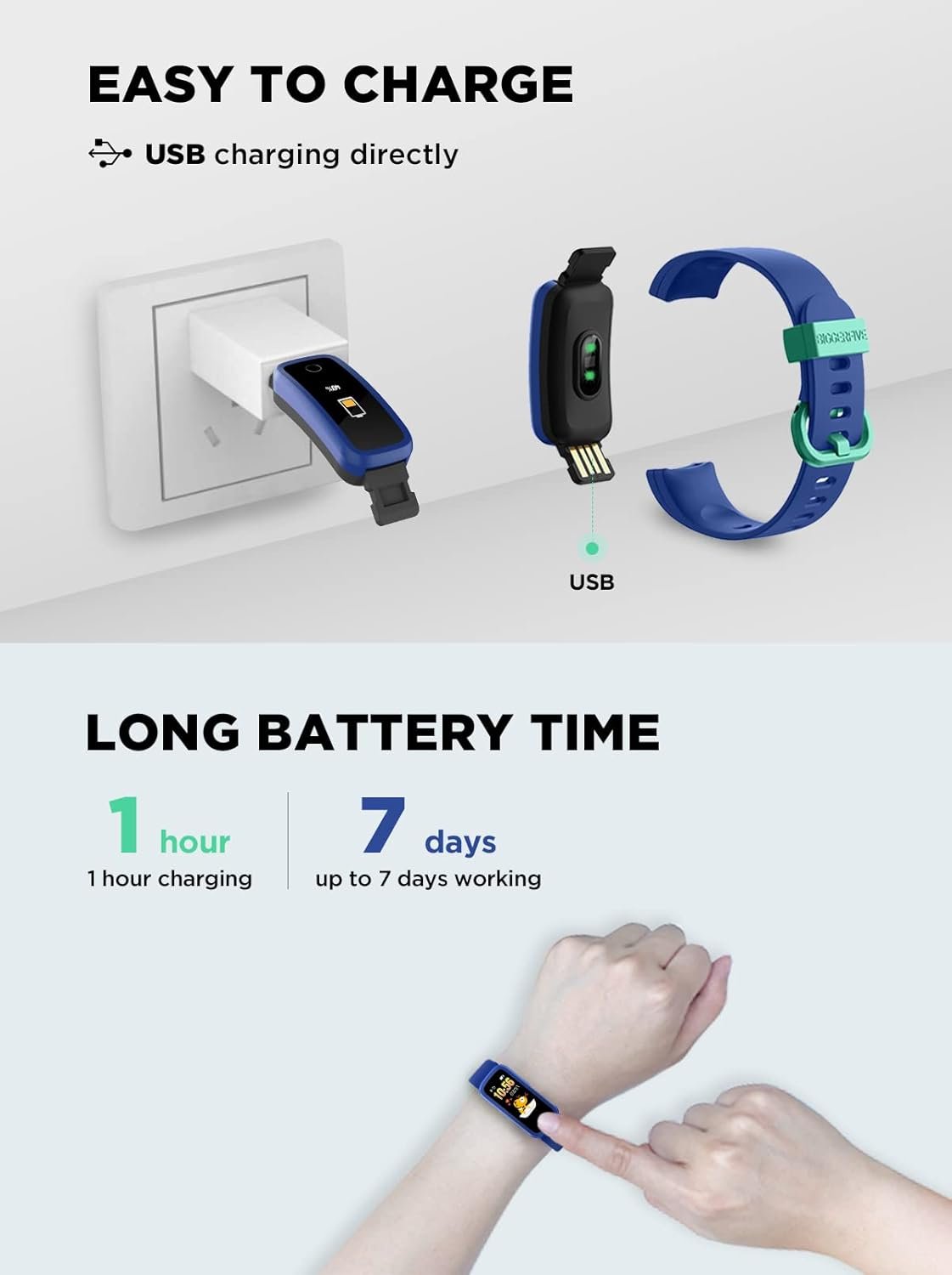 BIGGERFIVE Vigor Kids Fitness Tracker for Girls & Boys Ages 5-15, Kids Watch with IP68 Waterproof, Pedometer, Activity Tracker with Heart Rate & Sleep Monitor, Calorie & Step Counter Watch - Image 7