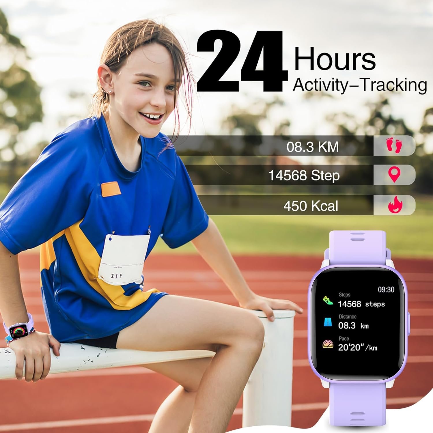 meoonley Kids Watch for Girls Boys with IP68 Waterproof, Girls Watch with 19 Sports Modes, Sleep Tracking, Pedometer, Stopwatch, Kids Activity Tracker, Birthday Gifts for Girls Age 6-15 Years Old - Image 5