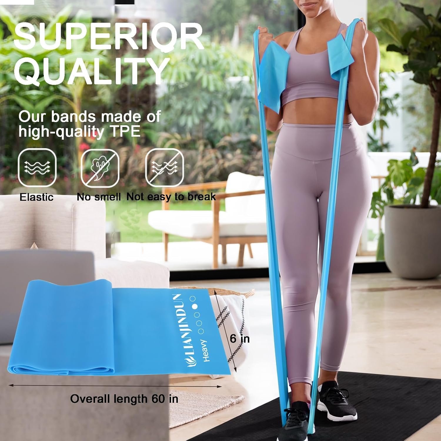 Lianjindun 5 Pcs Professional Resistance Bands. Latex-Free, Elastic Band, Work Out Bands, Stretch Bands for Working Out Women or Men, Exercise Bands Set for Physical Therapy, Yoga, Pilates - Image 5