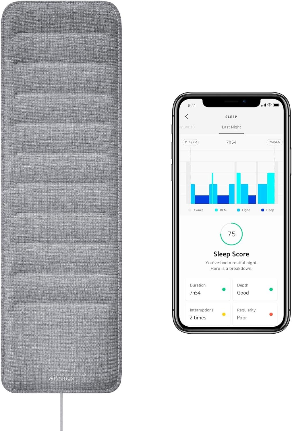 Withings Sleep - Sleep Tracking Pad Under The Mattress With Sleep Cycle Analysis - Image 2