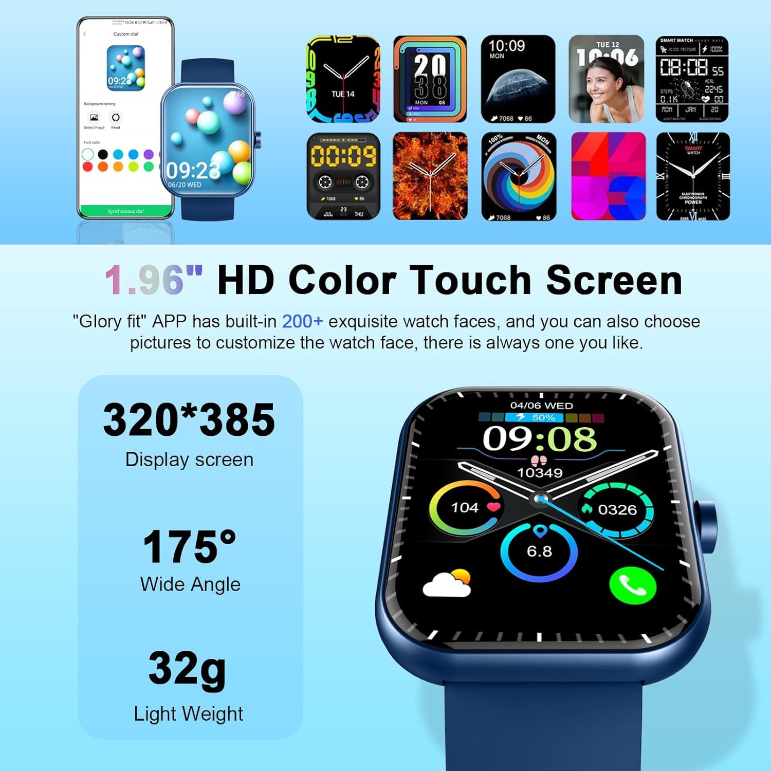 Smart Watch(Answer/Make Call), 1.96" HD Smartwatch for Men Women, 2025 Fitness Watch with 110+ Sport Modes/Heart Rate/Sleep Monitor/Pedometer, IP68 Waterproof Fitness Activity Tracker for Android iOS - Image 4