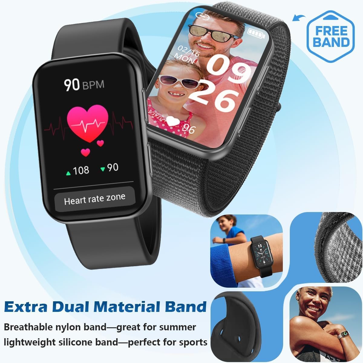 MorePro Health Fitness Tracker with Blood oxy-gen Monitor and 24/7 Heart Rate and Blood Pressure, Sleep Monitor, 120+ Sport Modes Waterproof Fitness Watch for Women Men Android iOS, Black - Image 3