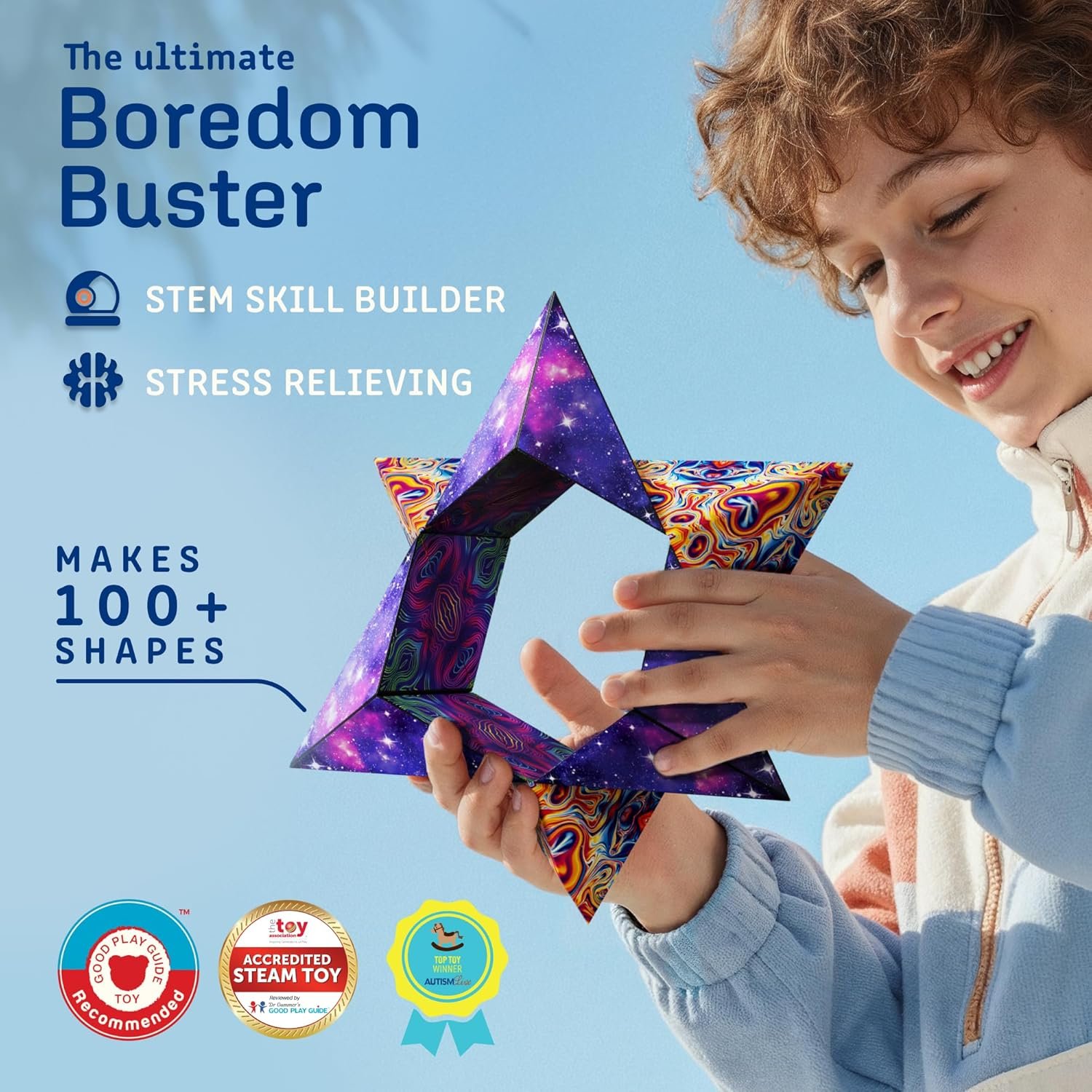 Shashibo Shape Shifting Box - Award-Winning STEM Fidget Toy with Ultra Strong Magnets - Puzzle Cube Transforms Into 100+ Shapes, Perfect Sensory Gift for Kids, Teens, and Adults (Spaced Out) - Image 3