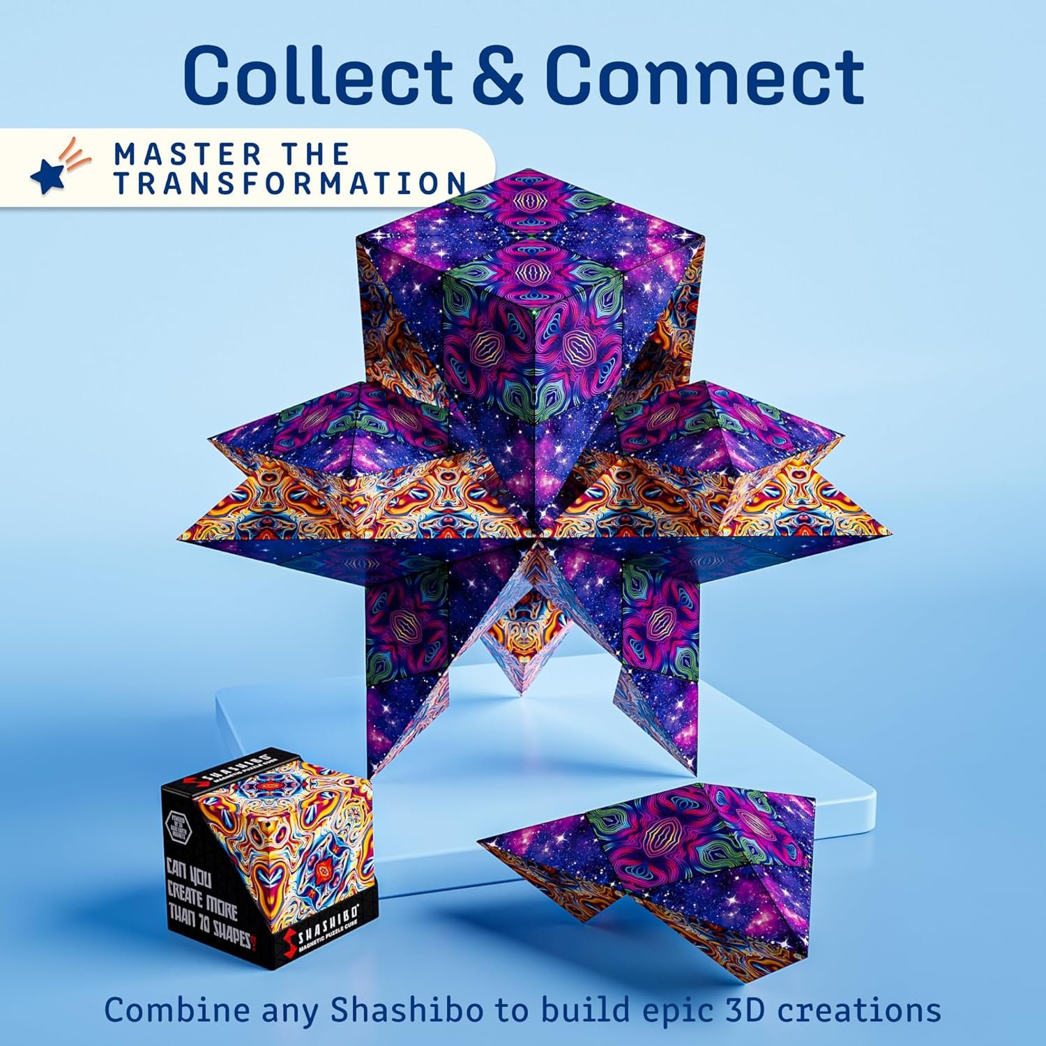 Shashibo Shape Shifting Box - Award-Winning STEM Fidget Toy with Ultra Strong Magnets - Puzzle Cube Transforms Into 100+ Shapes, Perfect Sensory Gift for Kids, Teens, and Adults (Spaced Out) - Image 7