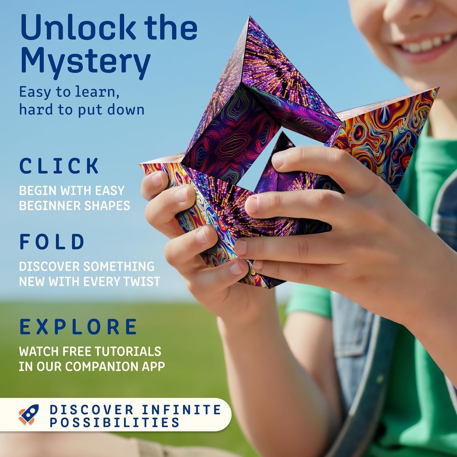 Shashibo Shape Shifting Box - Award-Winning STEM Fidget Toy with Ultra Strong Magnets - Puzzle Cube Transforms Into 100+ Shapes, Perfect Sensory Gift for Kids, Teens, and Adults (Spaced Out) - Image 5