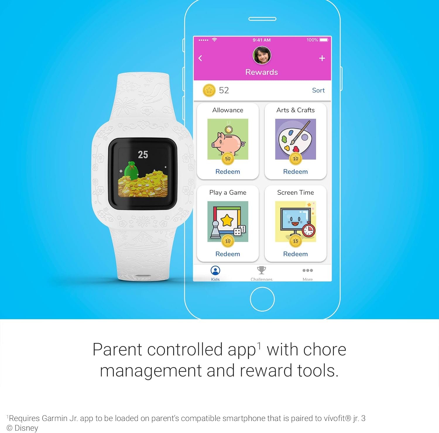 Garmin vivofit jr. 3, Fitness Tracker for Kids, Swim-Friendly, Up to 1-Year Battery Life, Disney Princess - Image 5