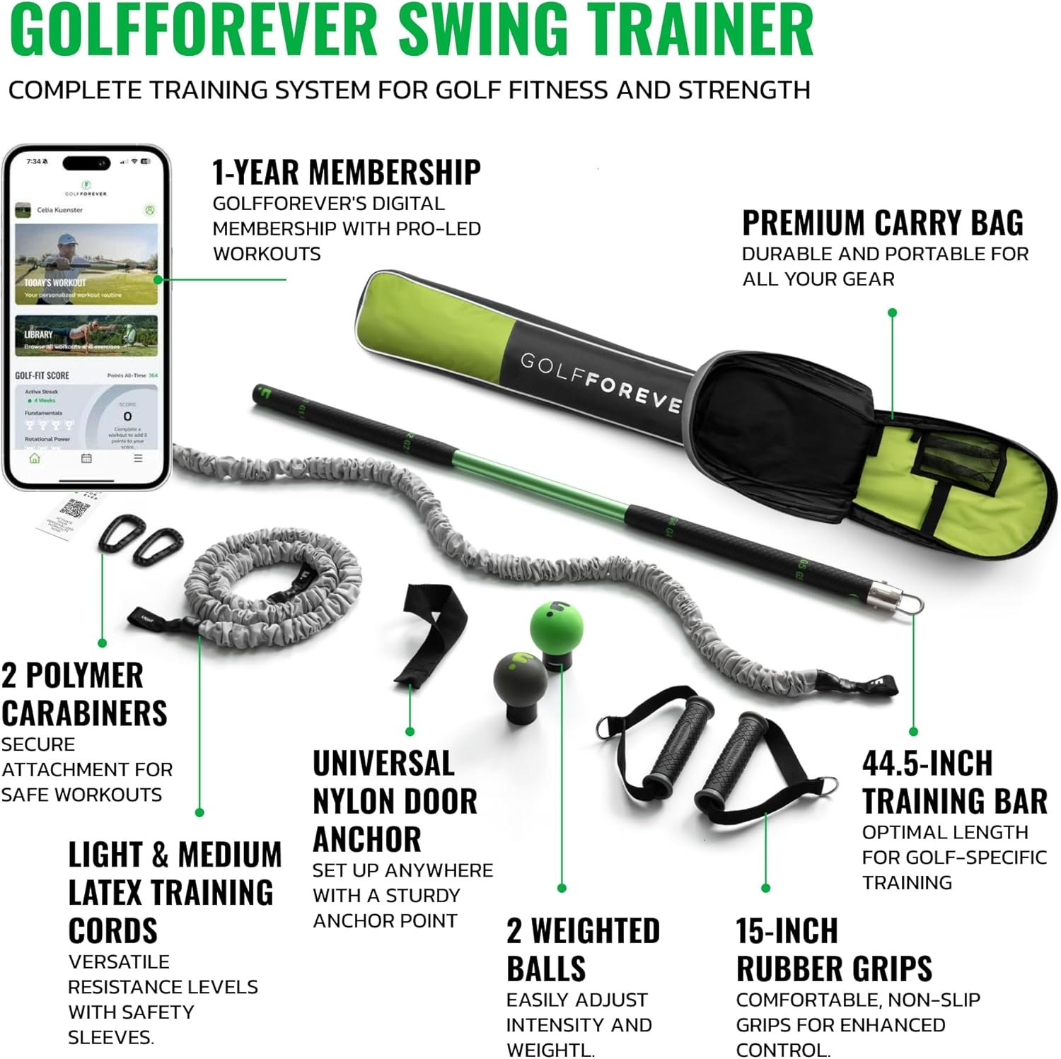 GolfForever Swing Trainer – Golf Fitness & Training System for Strength, Flexibility & Swing Power – Includes Membership & Premium Training Bar for Golf-Specific Workouts - Image 4