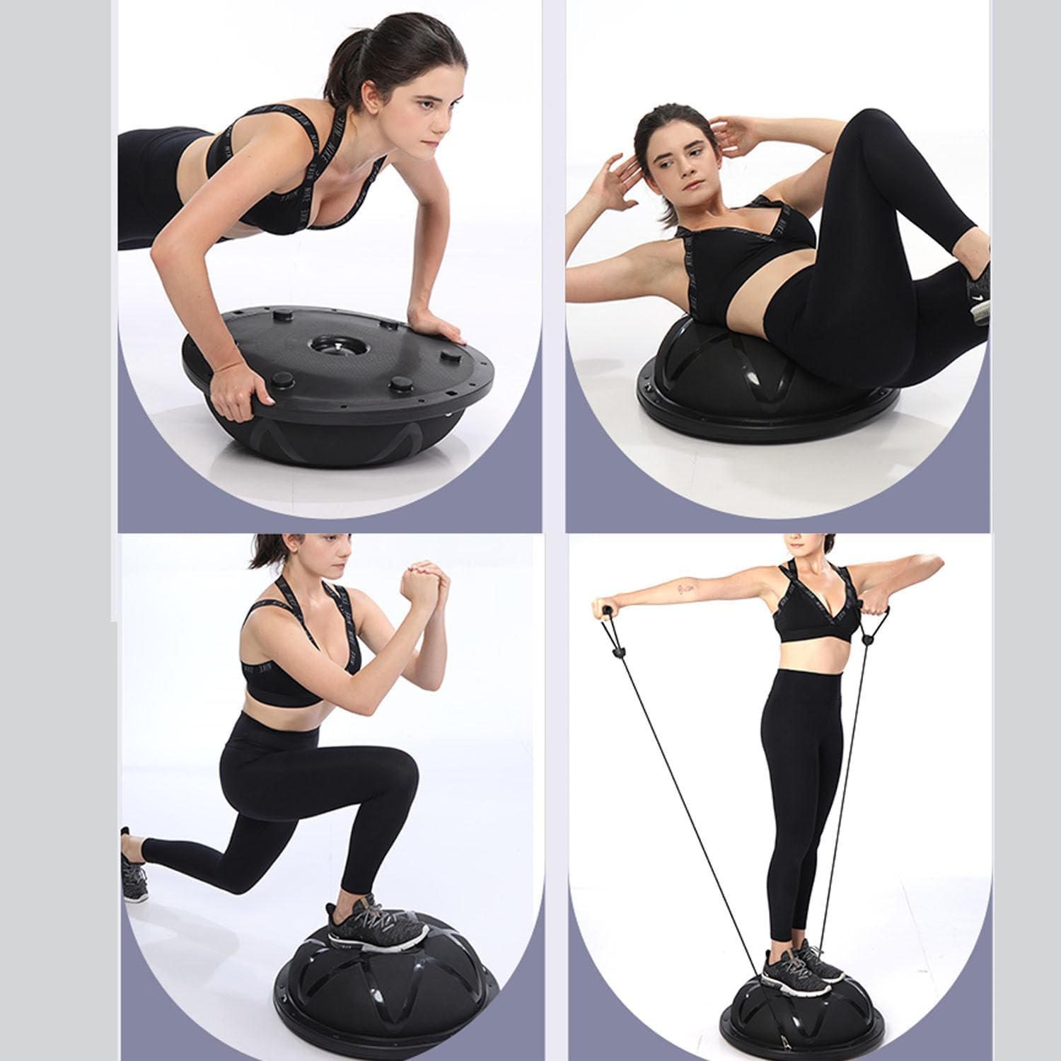 Half Exercise Ball Trainer-Balance Ball | Core Ball for Exercise-Balance Ball Trainer,Therapy Ball,Full Body Medicine Workout and Yoga&Pilates - for Home Gym Workouts (23In), Black - Image 8