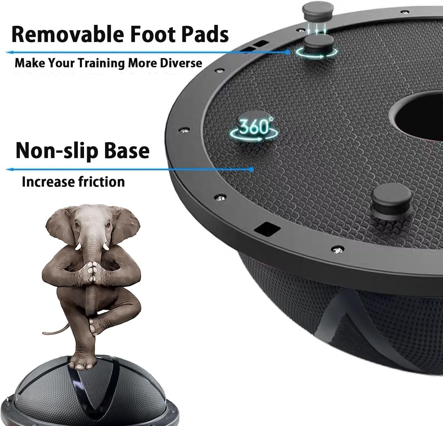 Half Exercise Ball Trainer-Balance Ball | Core Ball for Exercise-Balance Ball Trainer,Therapy Ball,Full Body Medicine Workout and Yoga&Pilates - for Home Gym Workouts (23In), Black - Image 6