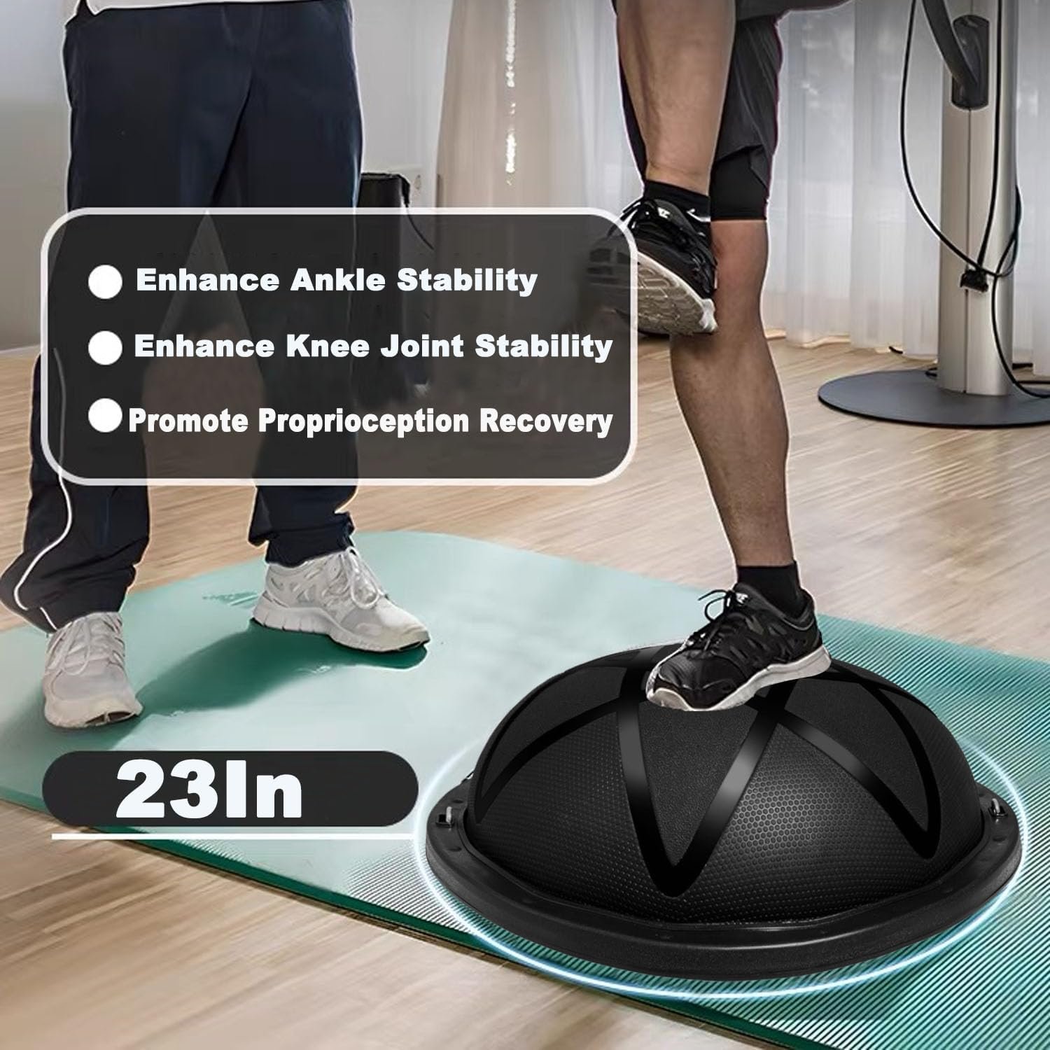 Half Exercise Ball Trainer-Balance Ball | Core Ball for Exercise-Balance Ball Trainer,Therapy Ball,Full Body Medicine Workout and Yoga&Pilates - for Home Gym Workouts (23In), Black - Image 4