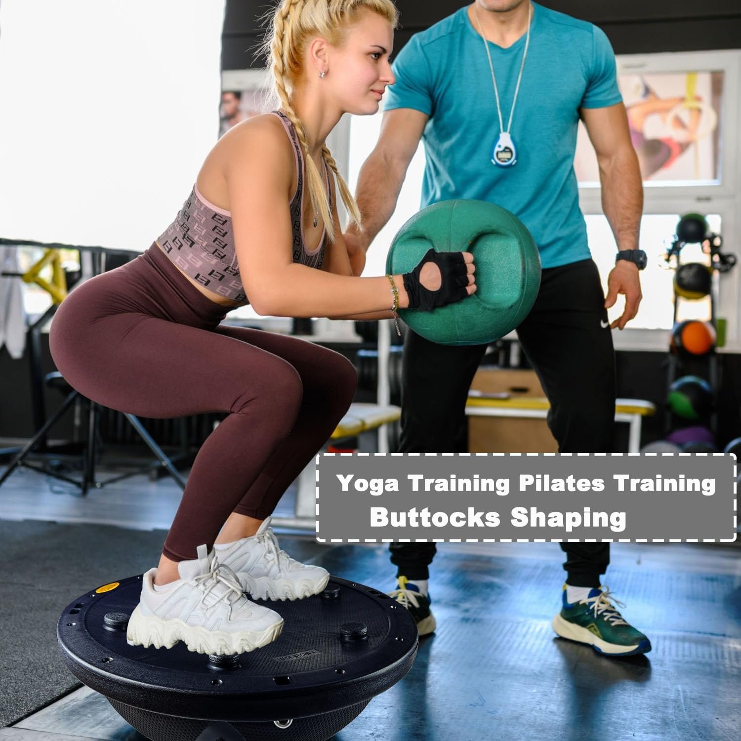 Half Exercise Ball Trainer-Balance Ball | Core Ball for Exercise-Balance Ball Trainer,Therapy Ball,Full Body Medicine Workout and Yoga&Pilates - for Home Gym Workouts (23In), Black - Image 5