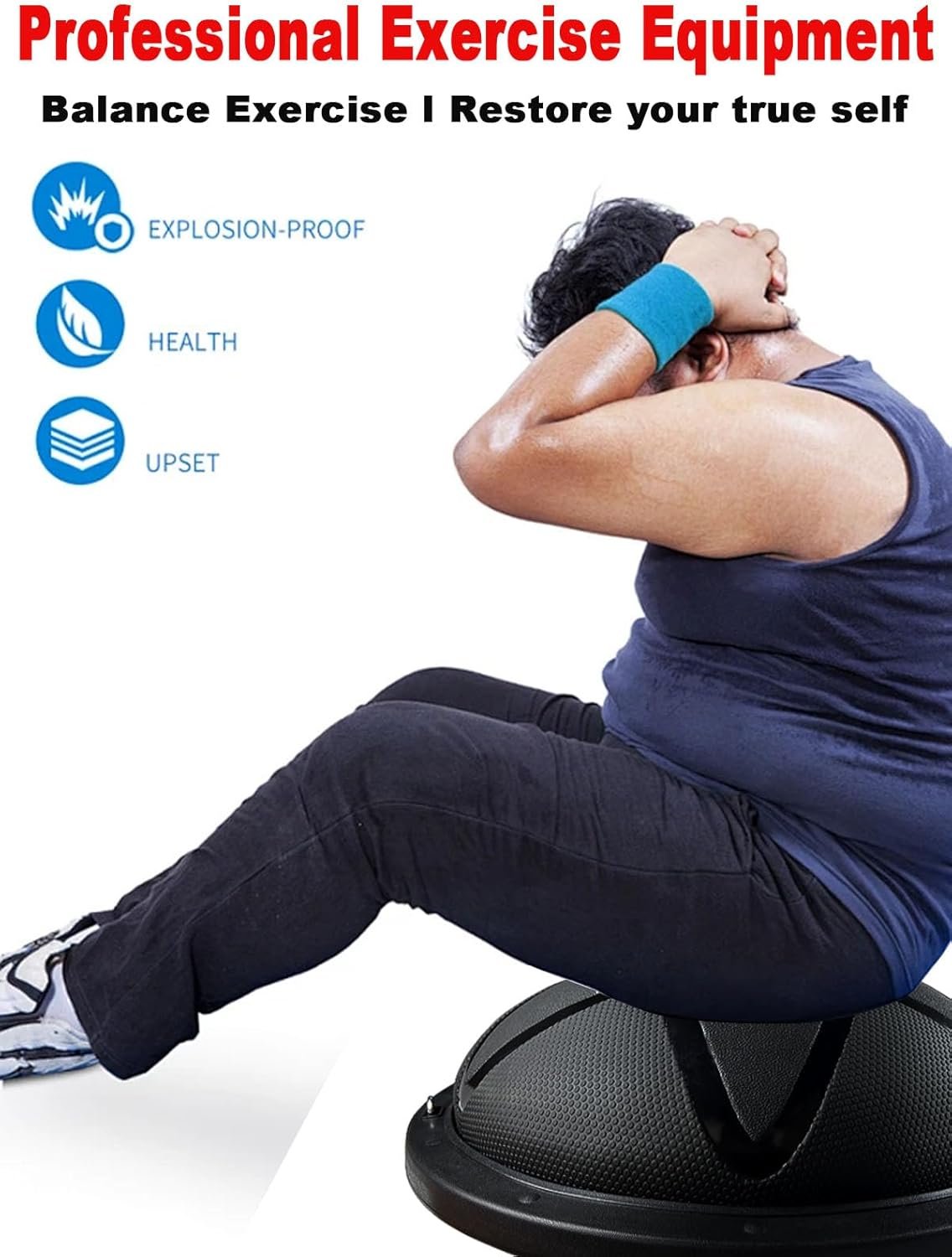 Half Exercise Ball Trainer-Balance Ball | Core Ball for Exercise-Balance Ball Trainer,Therapy Ball,Full Body Medicine Workout and Yoga&Pilates - for Home Gym Workouts (23In), Black - Image 3