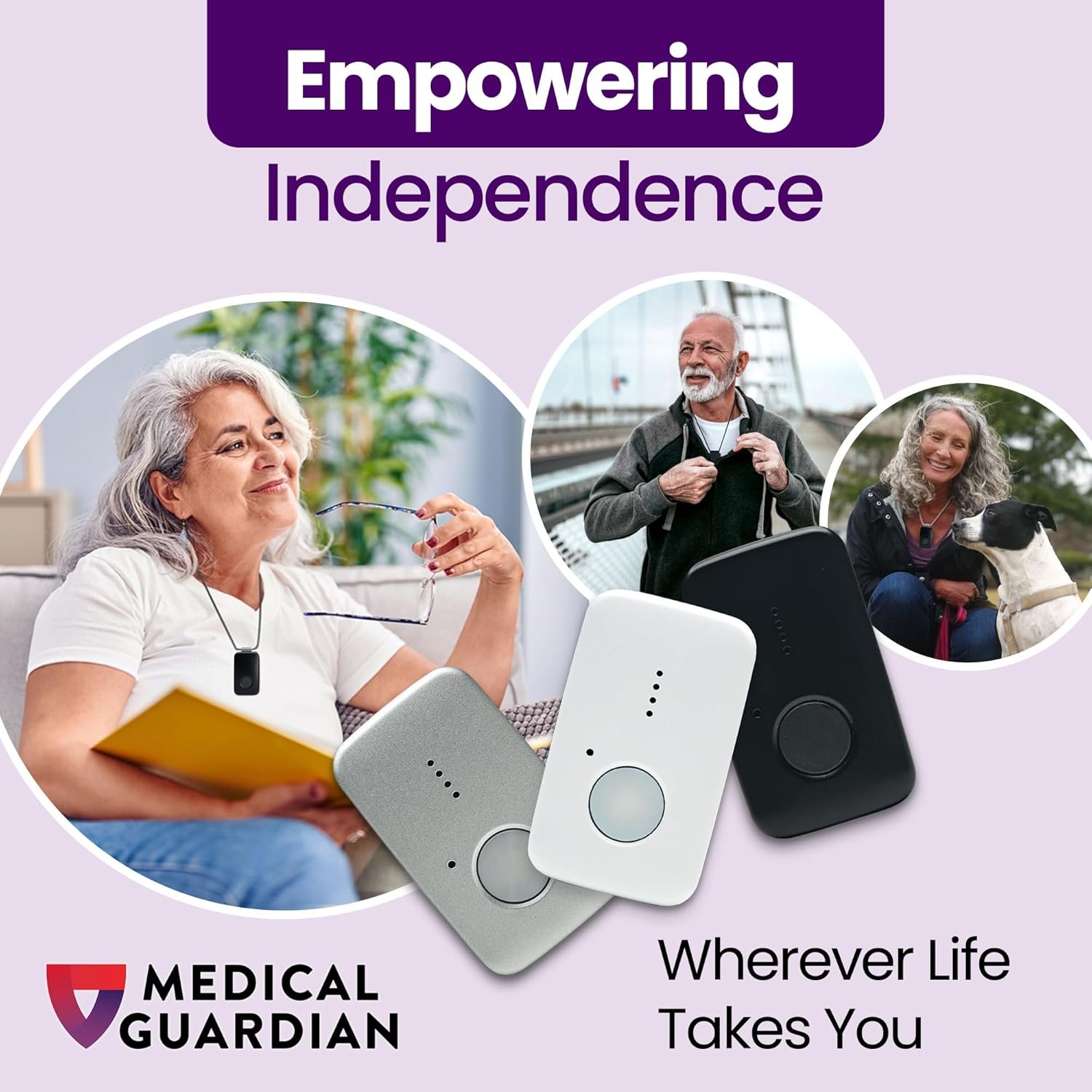 Medical Guardian MGMini | Medical Alert Device for Seniors | Water-Resistant, Emergency Call Button, 24/7 Monitoring, Step Counter, GPS Tracking | Monthly Subscription Required | Black - Image 3