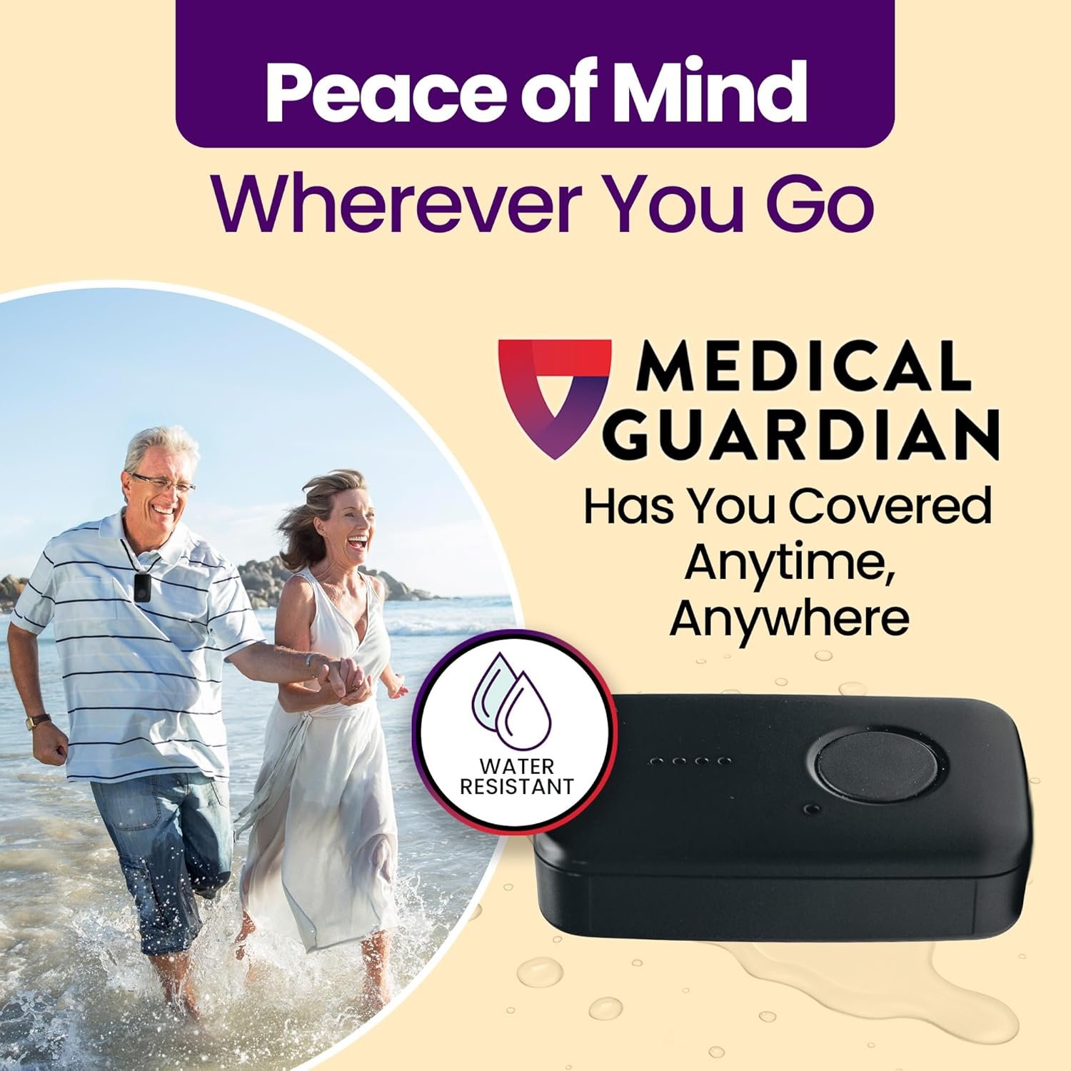 Medical Guardian MGMini | Medical Alert Device for Seniors | Water-Resistant, Emergency Call Button, 24/7 Monitoring, Step Counter, GPS Tracking | Monthly Subscription Required | Black - Image 6