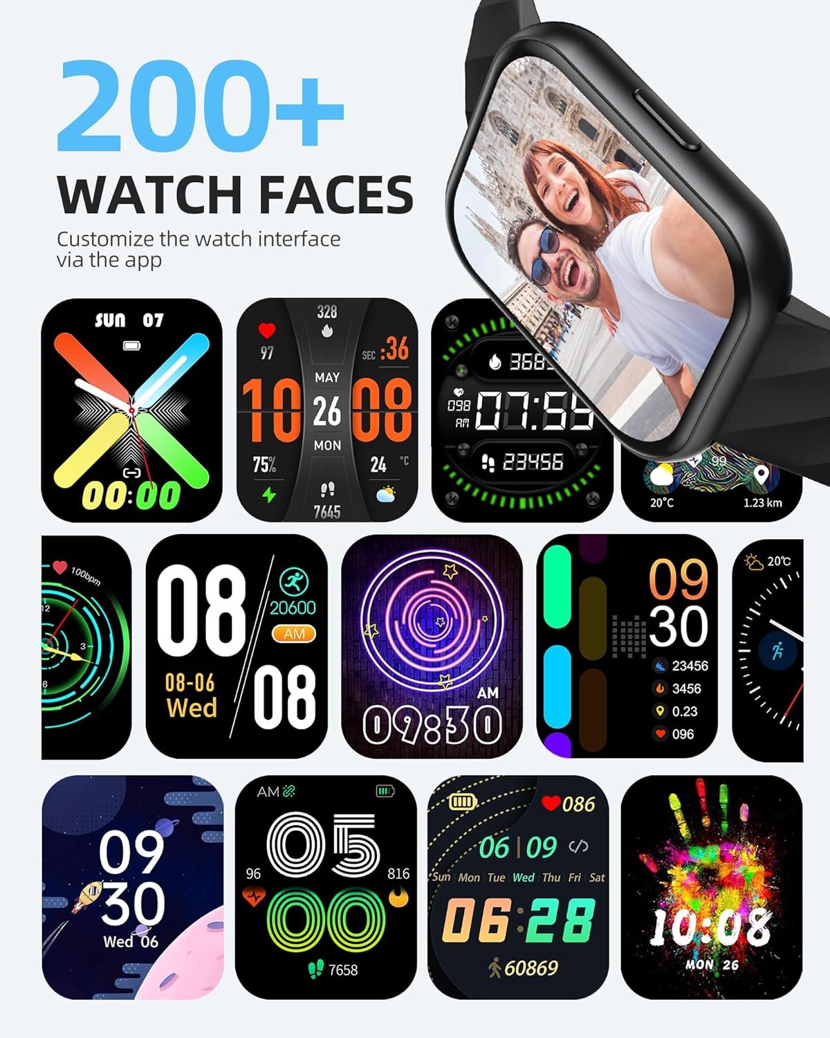 Parsonver Smart Watch, 5ATM Waterproof Watch for Swimming, Fitness Activity Tracker with 110+ Sports Modes, Heart Rate/Sleep/SpO2/Calories Monitor, Pedometer, Fitness Watch for Android & iPhone, Black - Image 7